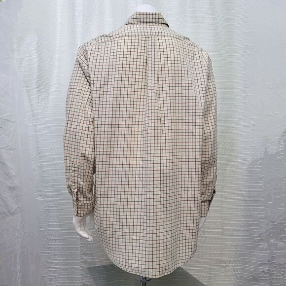 RALPH LAUREN Long Sleeve Button Down Shirt Cream / Ivory Plaid Men's Size XL - Picture 5 of 10